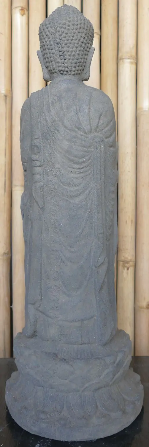  Product image 4 of the product “Standing Buddha, India, form stone / carved, handmade & colored. The height is 60 cm. Dyed in the color antique finish ”